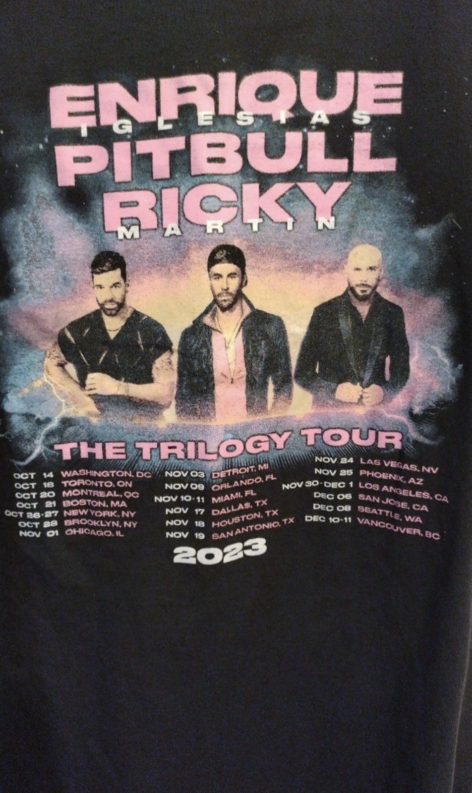Ricky Martin Pitbull Enrique Iglesias Trilogy Tour Shirt Large 2023 Concert BG3 gallery