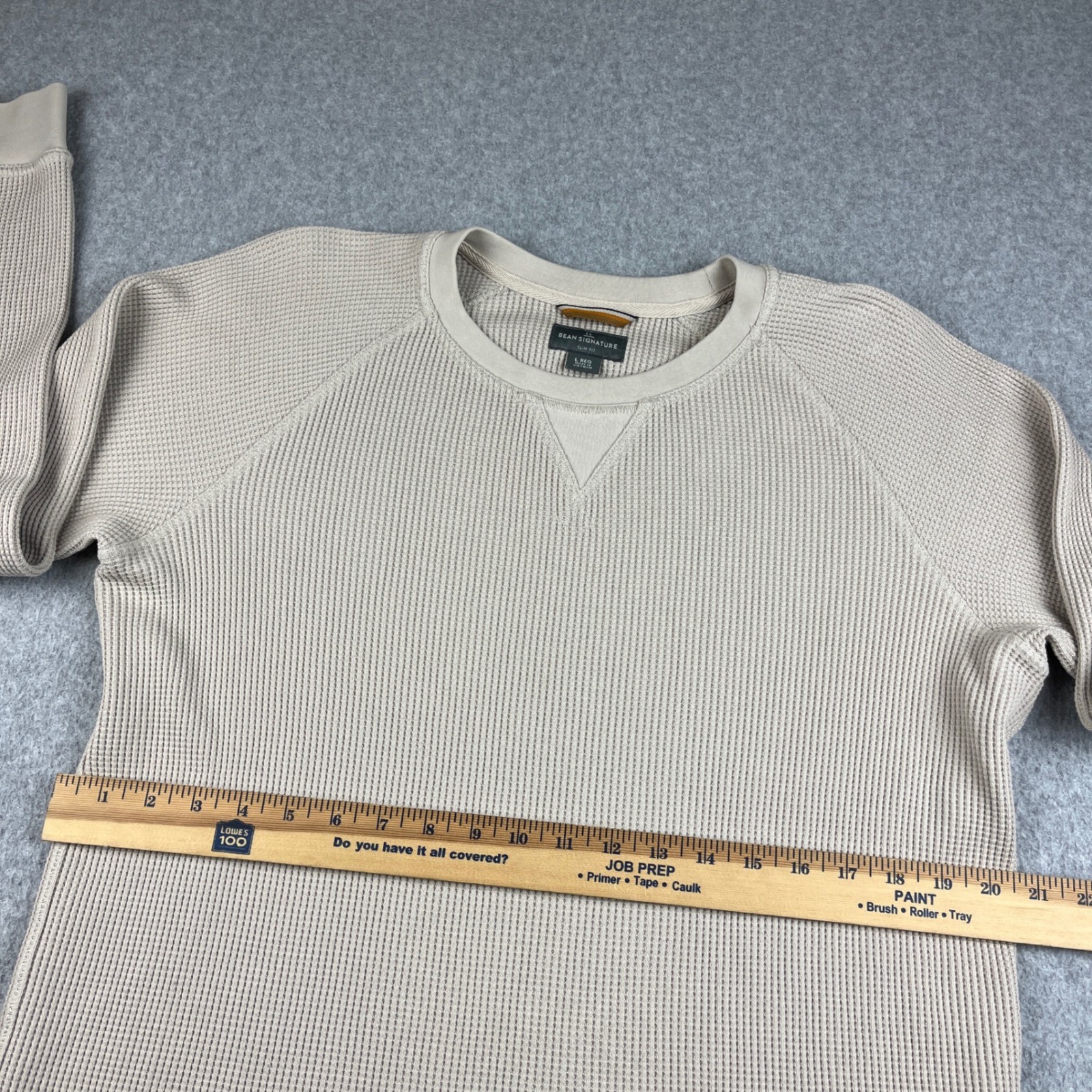L.L. Bean Signature Waffle Knit Shirt Mens Large Beige Slim Fit Thermal Raglan gallery