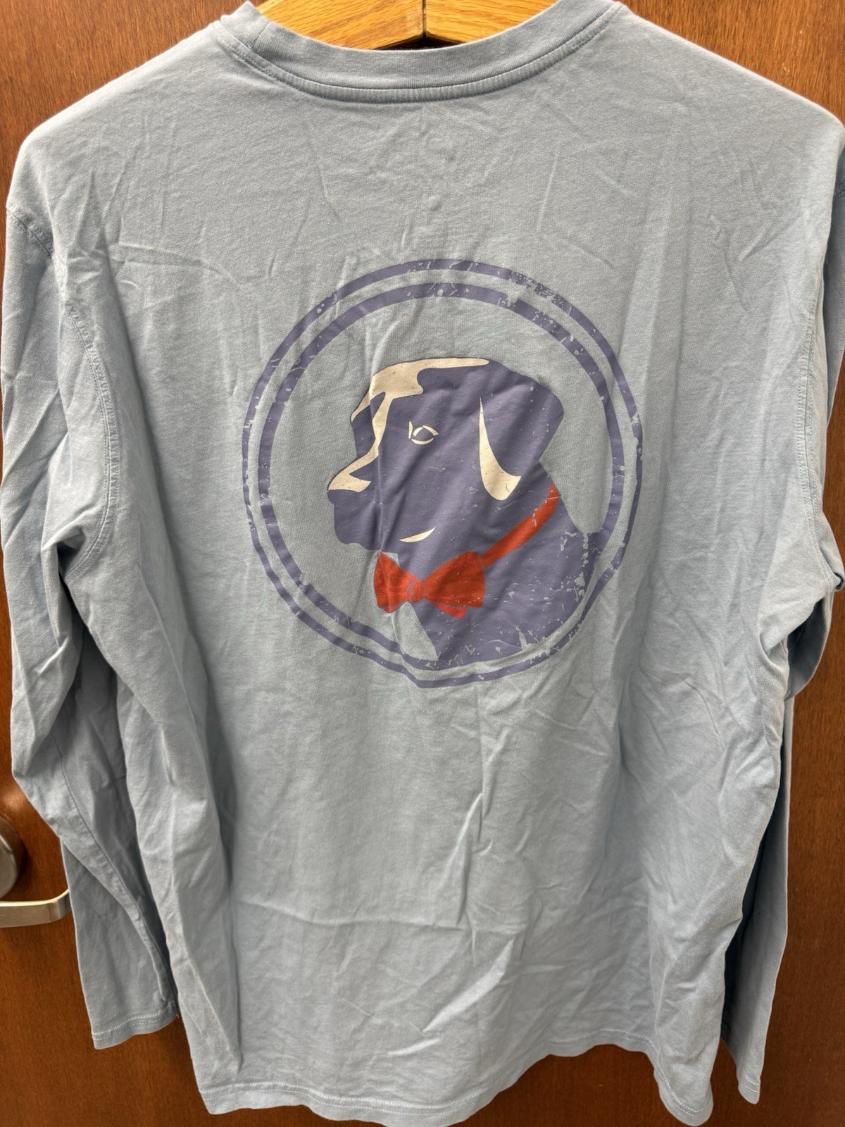 Southern Proper Long Sleeve Dog Graphic Pocket T-Shirt Blue Men's Size L gallery