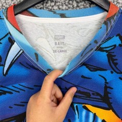 Marvel X-Men Beast Oversized Shirt Men XXXL Blue All Over Print Retro Bait 3XL