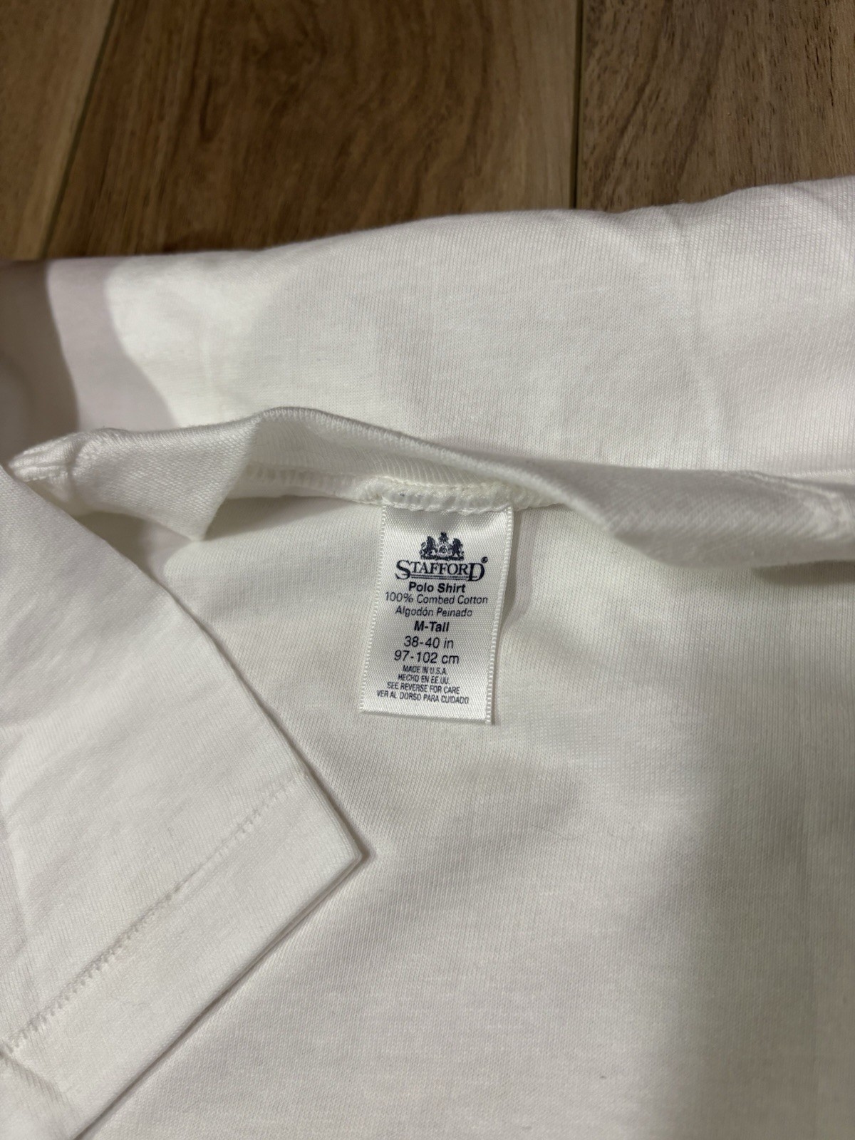 Vintage 90s Stafford Blank White T Shirt Mens Medium Tall Single Stitch Plain gallery