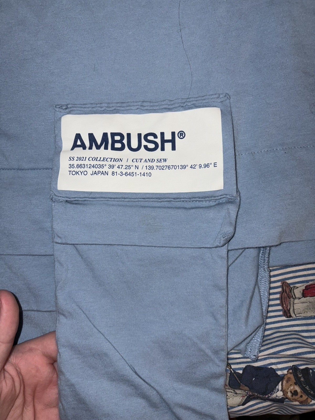 AMBUSH Waist Pocket Tshirt Light Blue Jersey Shirt Short Sleeve size XL gallery