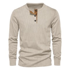 Spring and Autumn New Men’s Long Sleeve T-shirt Corduroy Retro Casual Men’s Clot