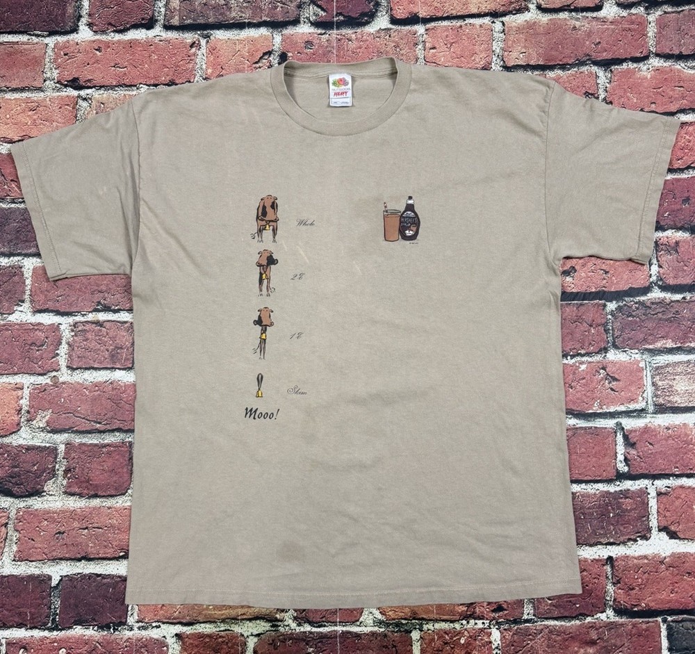 Vintage Funny Hersheys Chocolate Syrup 1997 Whole 2% 1% Skim Cow T Shirt XXL
