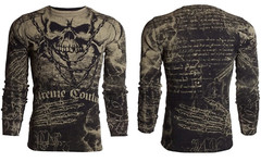 Xtreme Couture AFFLICTION Men’s Long Sleeve T-Shirt KILLER Crewneck Skull Tattoo