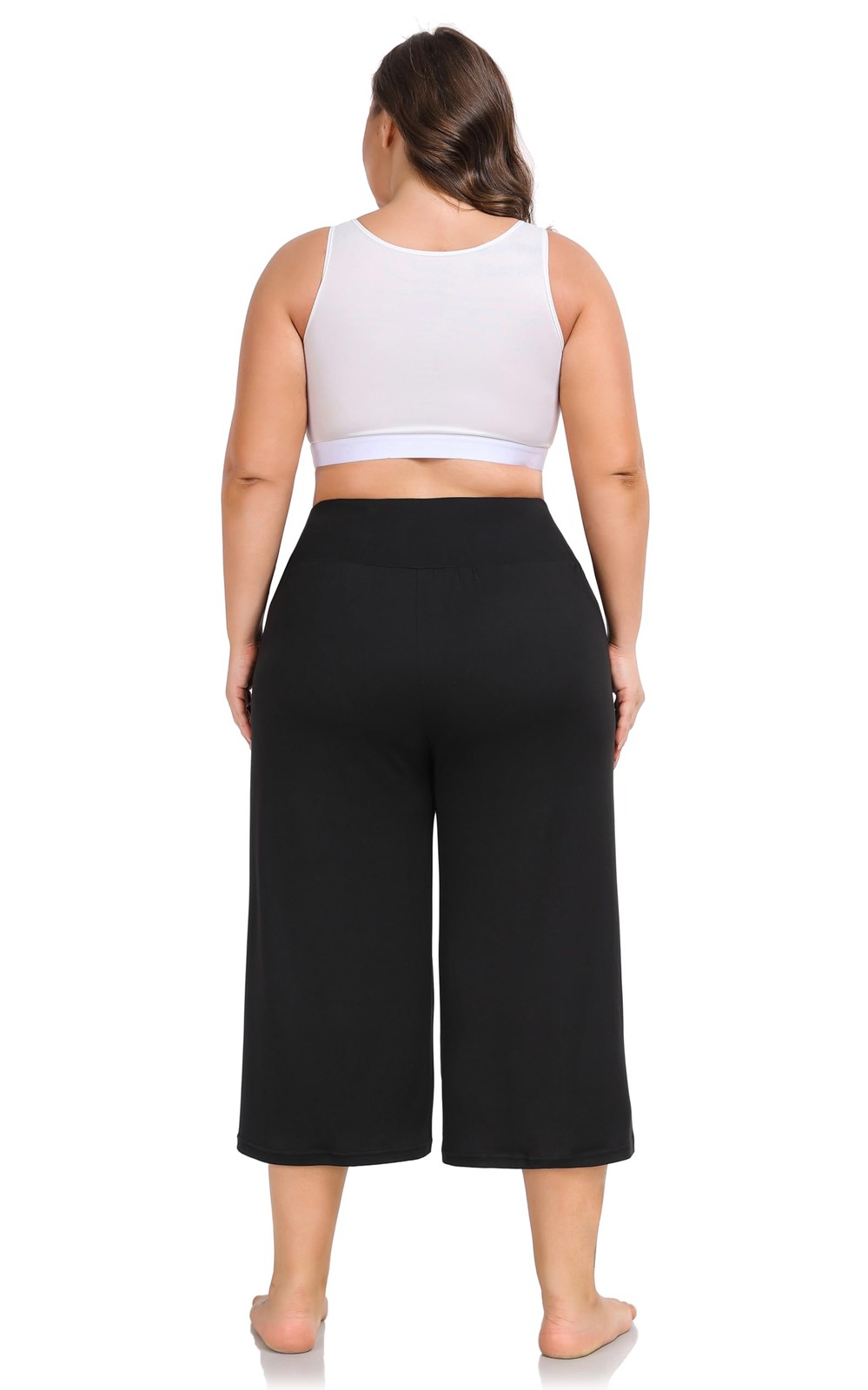 Women's Plus Size Wide Leg Capris High Waist Yoga Pants Casual Loose Lounge P... gallery