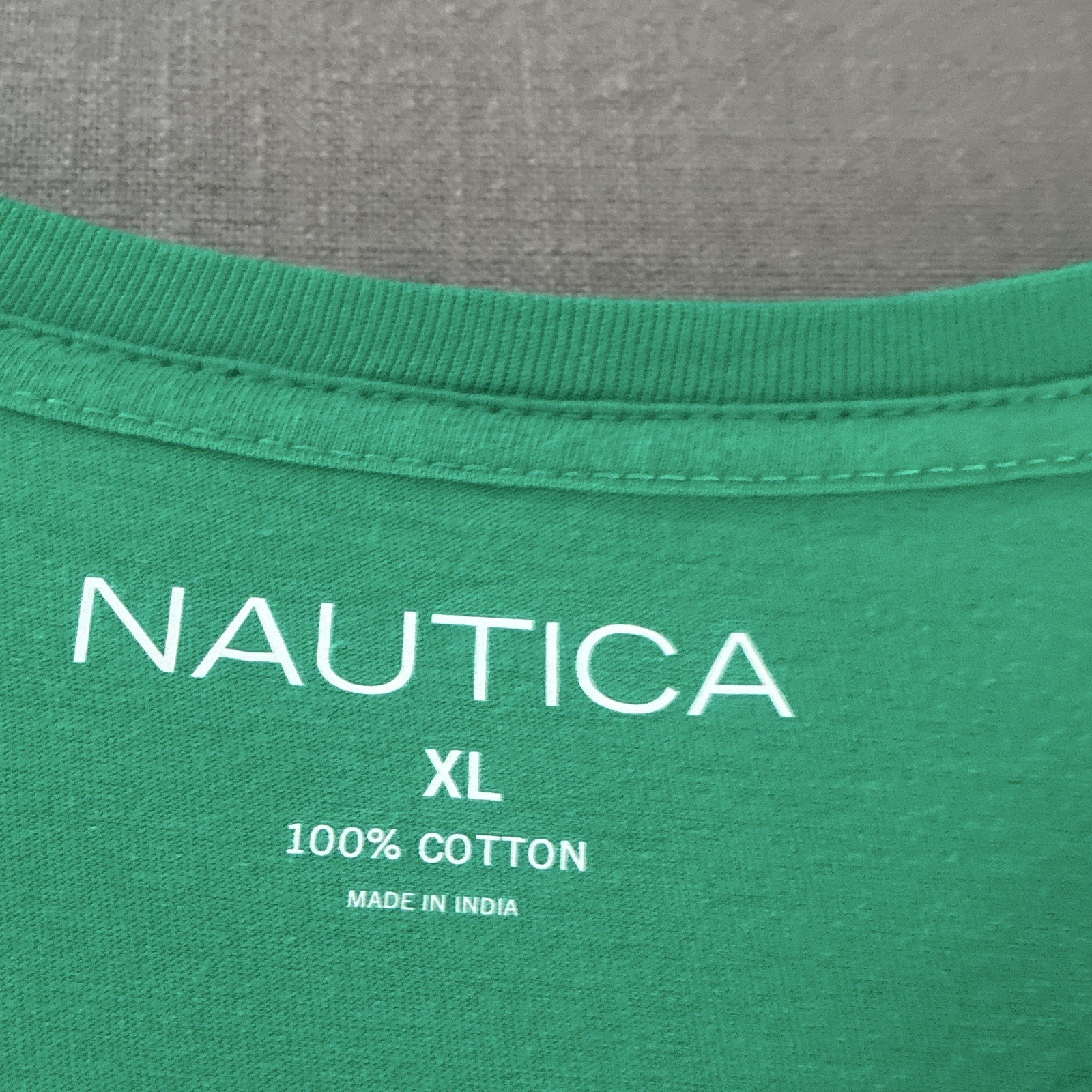 Nautica Men’s Green Crew Neck Short Sleeve Cotton Knit Solid Logo T-Shirt XL gallery