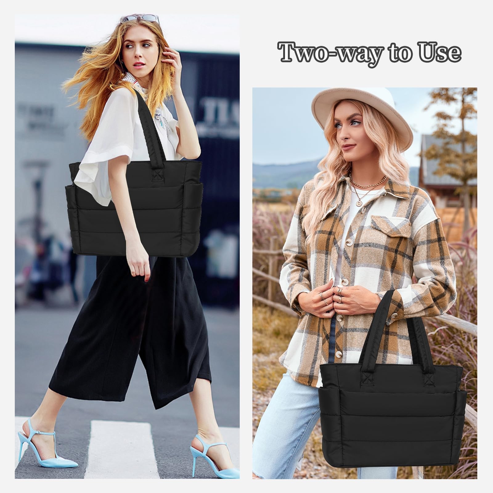 Puffer Tote Bag for Women-Large Work Tote Bags Quilted Lightweight Puffy Bags... gallery