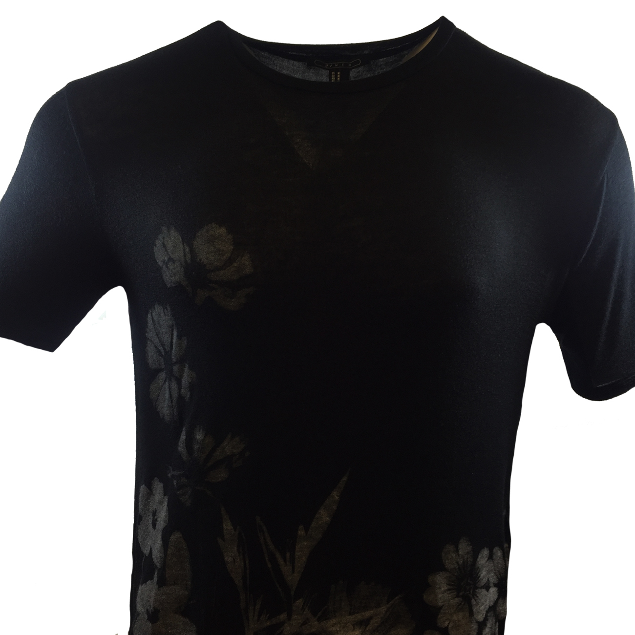 FOREVER 21 Men's T-shirt - Sheer -Black -Flower -Fashion - SUMMER SALE gallery