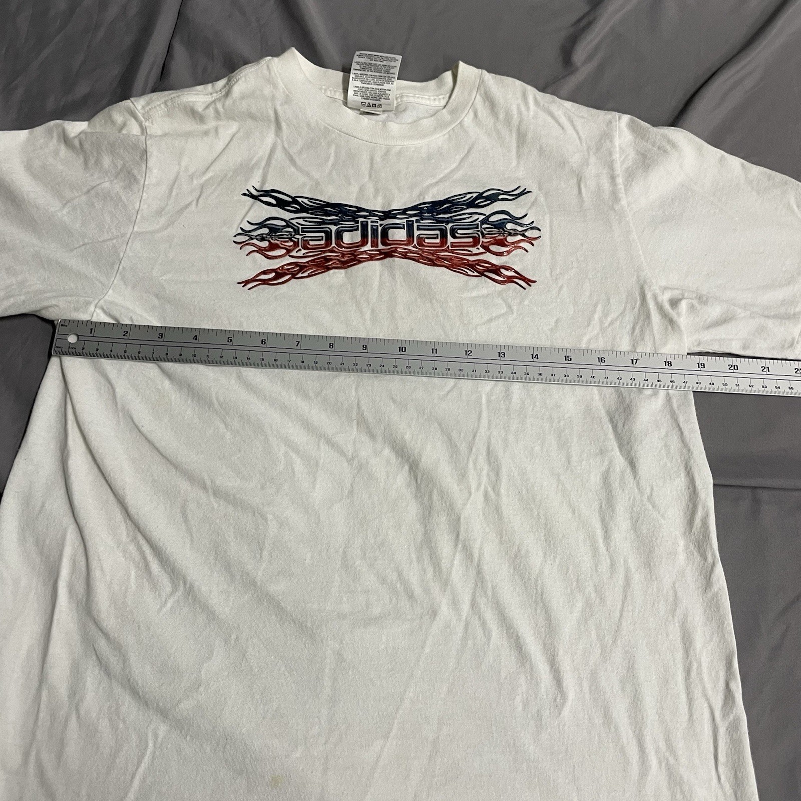 Vintage Y2K Adidas White T Shirt Size Mens XL Shiny Plastic Print Soccer Sports gallery