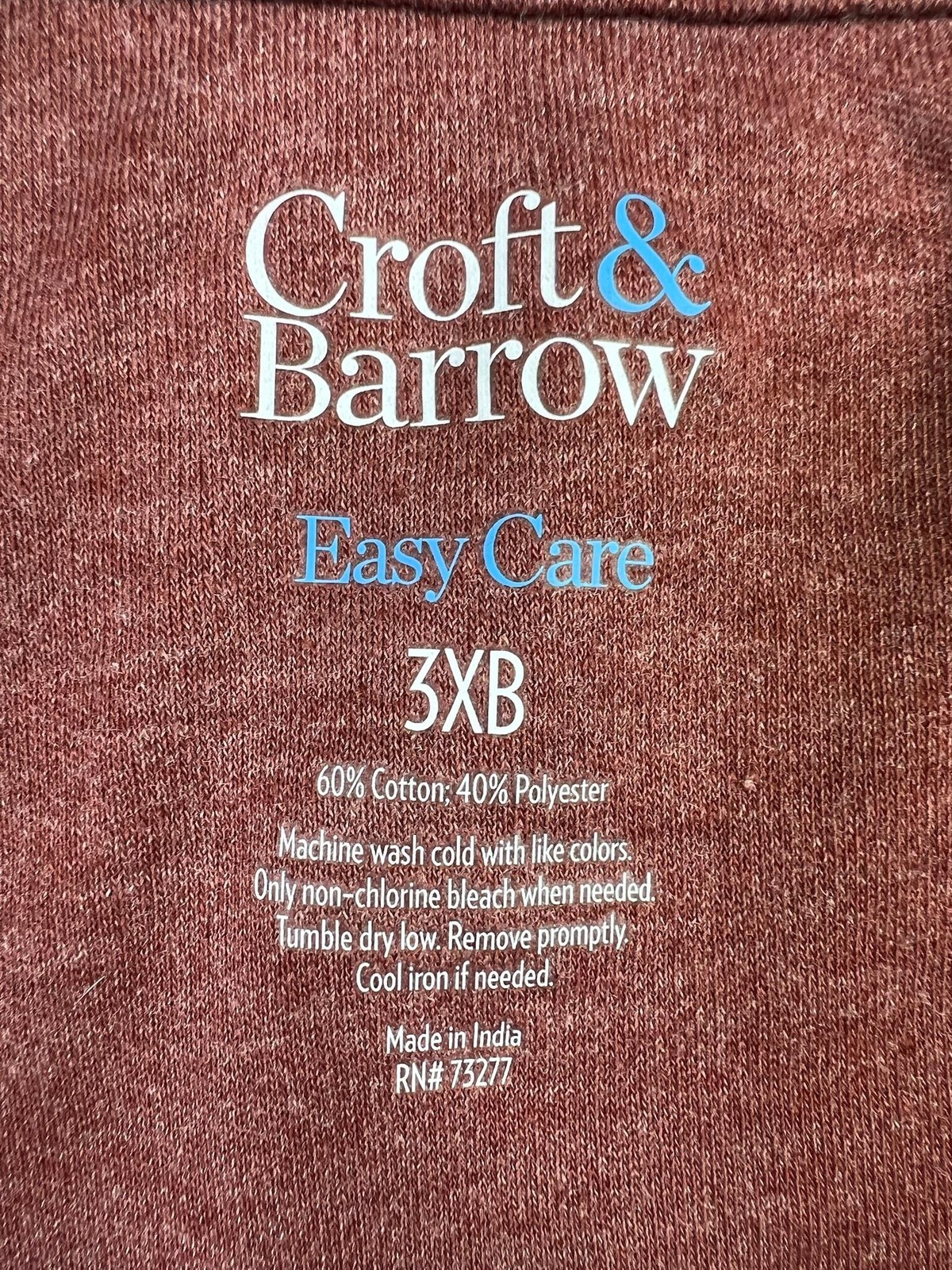 Croft & Barrow Henley Shirt Mens Big 3X Red Easy Care Long Sleeve Lightweight gallery