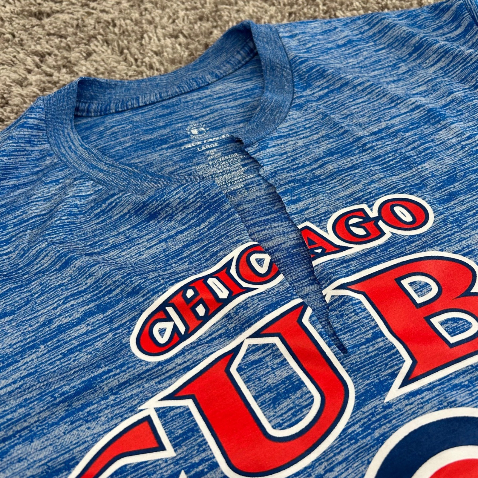 Chicago Cubs Baseball T Shirt Blue Heathered Short Sleeve Mens Large gallery