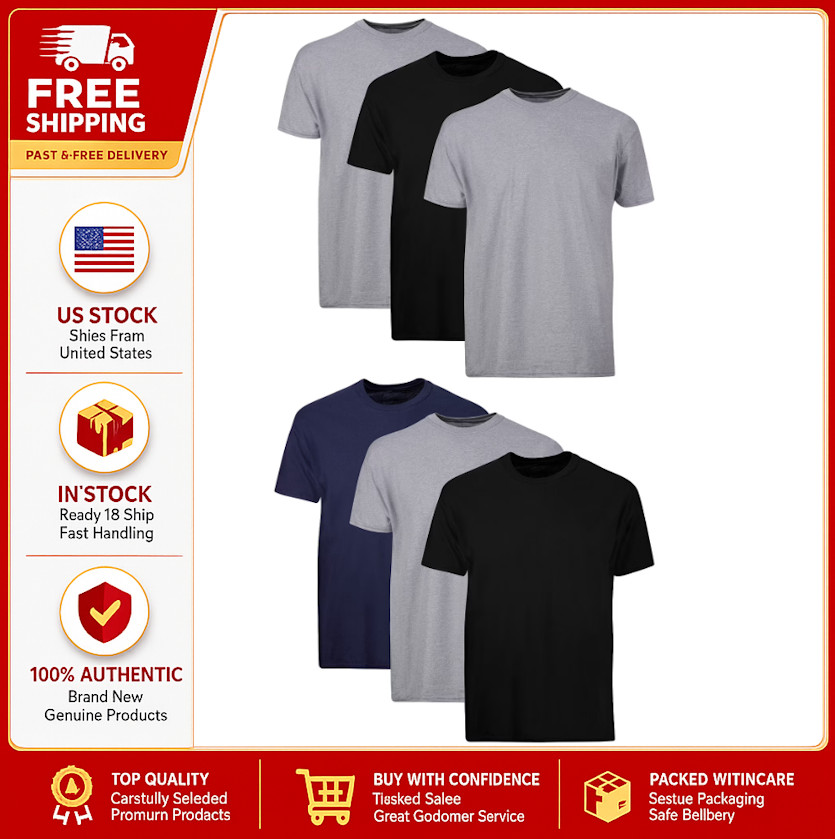 Hanes Men’s Value Pack Assorted Crew T-Shirt Undershirts, 6 Pack