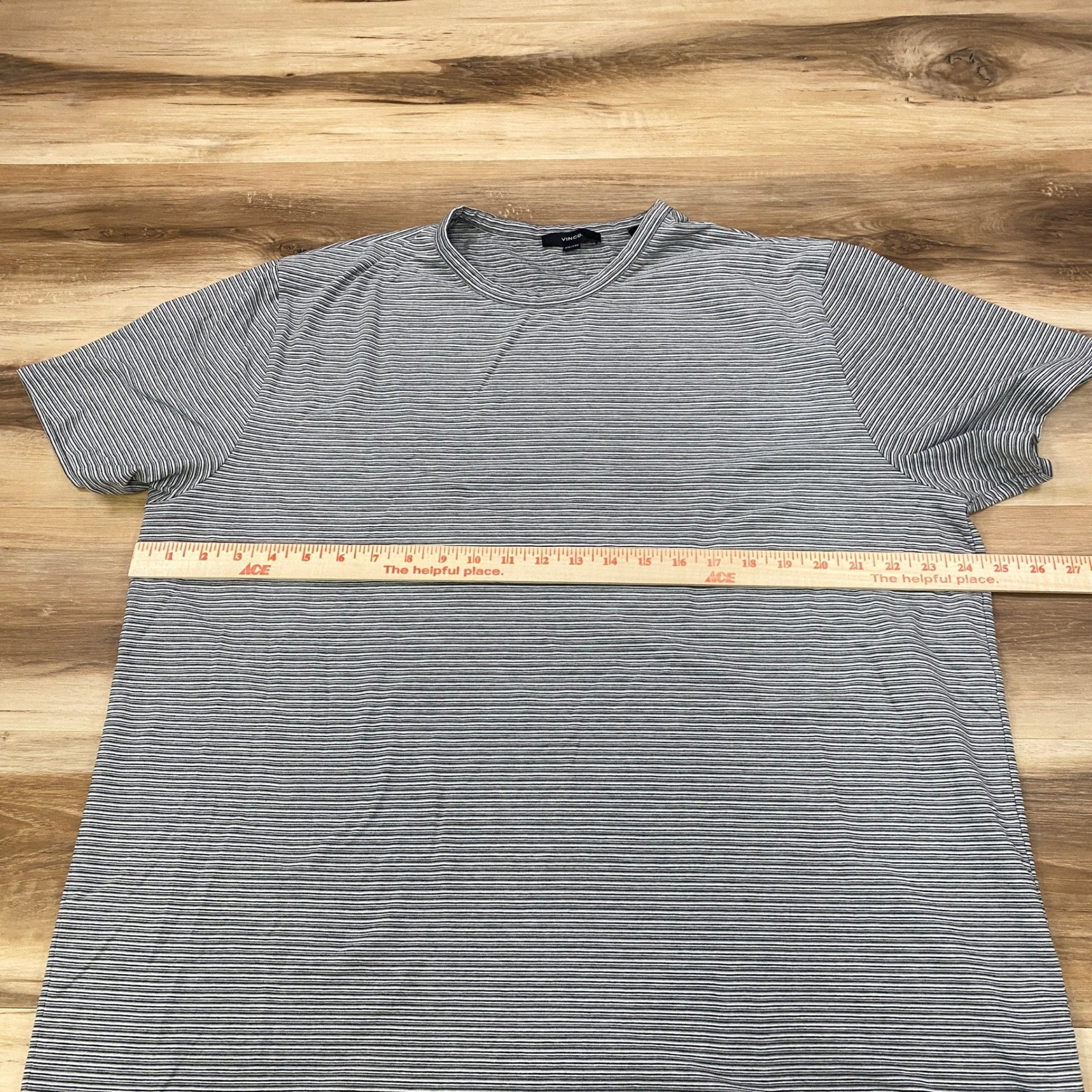 Vince T-Shirt Mens XXL Striped Cotton Blend Minimalist Quiet Luxury Grey White gallery
