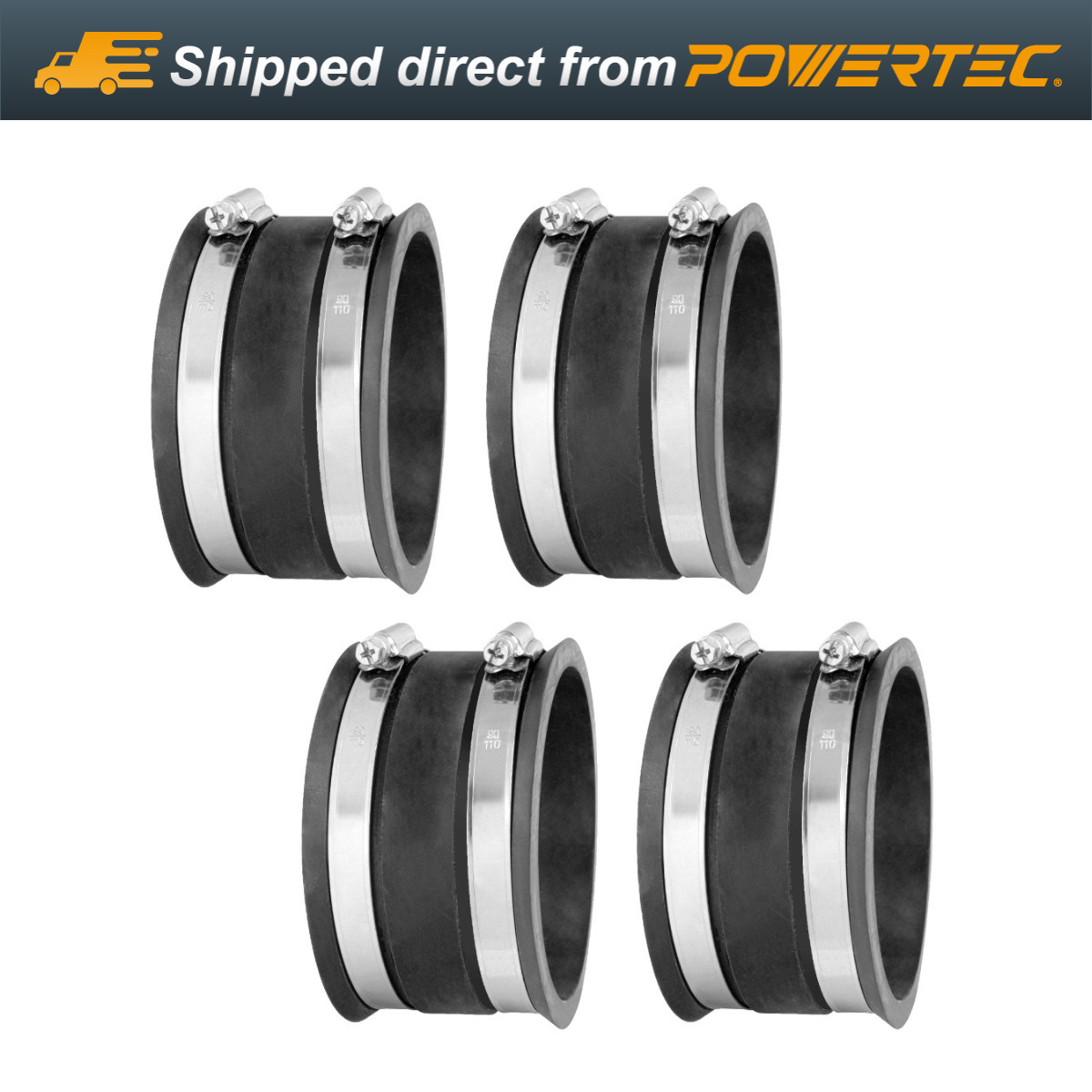 POWERTEC 70149-P4 Dust Control Flex Cuff with Steel Clamps, 4-Inch, 4PK