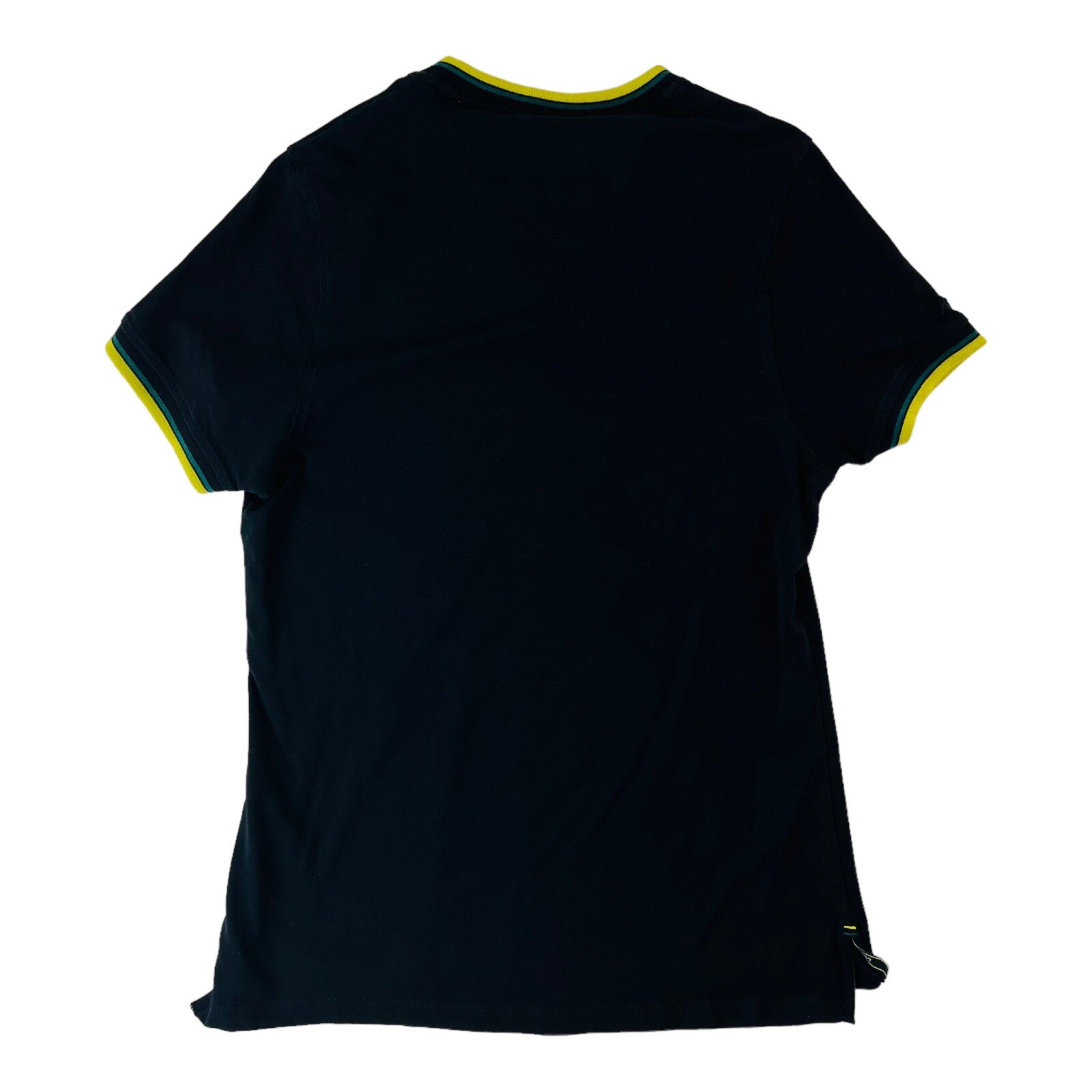 Lotus Black w/ Yellow & Green Wingtip/Collar Short Sleeve T-Shirt Mens Size S gallery