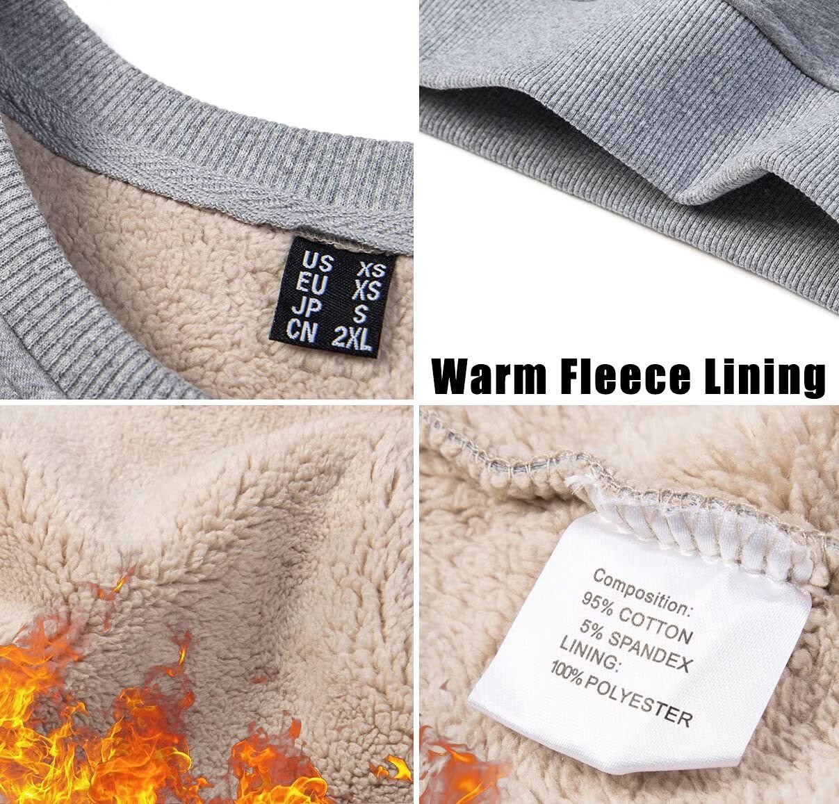 Men's Winter Warm Sherpa Lined Sweatshirt Long Sleeve Pullover Casual Sweatshirt gallery