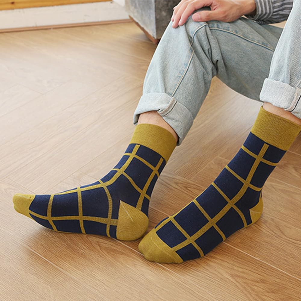Mens Fun Dress Socks Colorful Funny Cotton Crew Sock Adult Novelty Checked So... gallery
