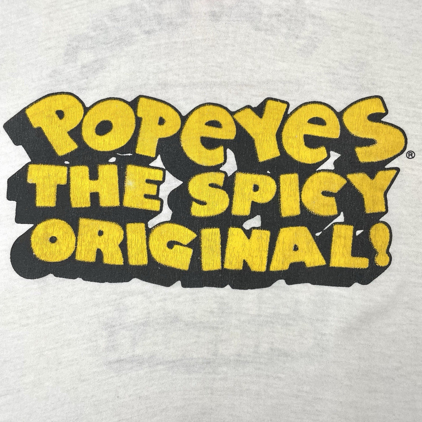 VTG 80s Popeye’s Chicken 19.75” x 27” Fast Food Promo T Shirt gallery