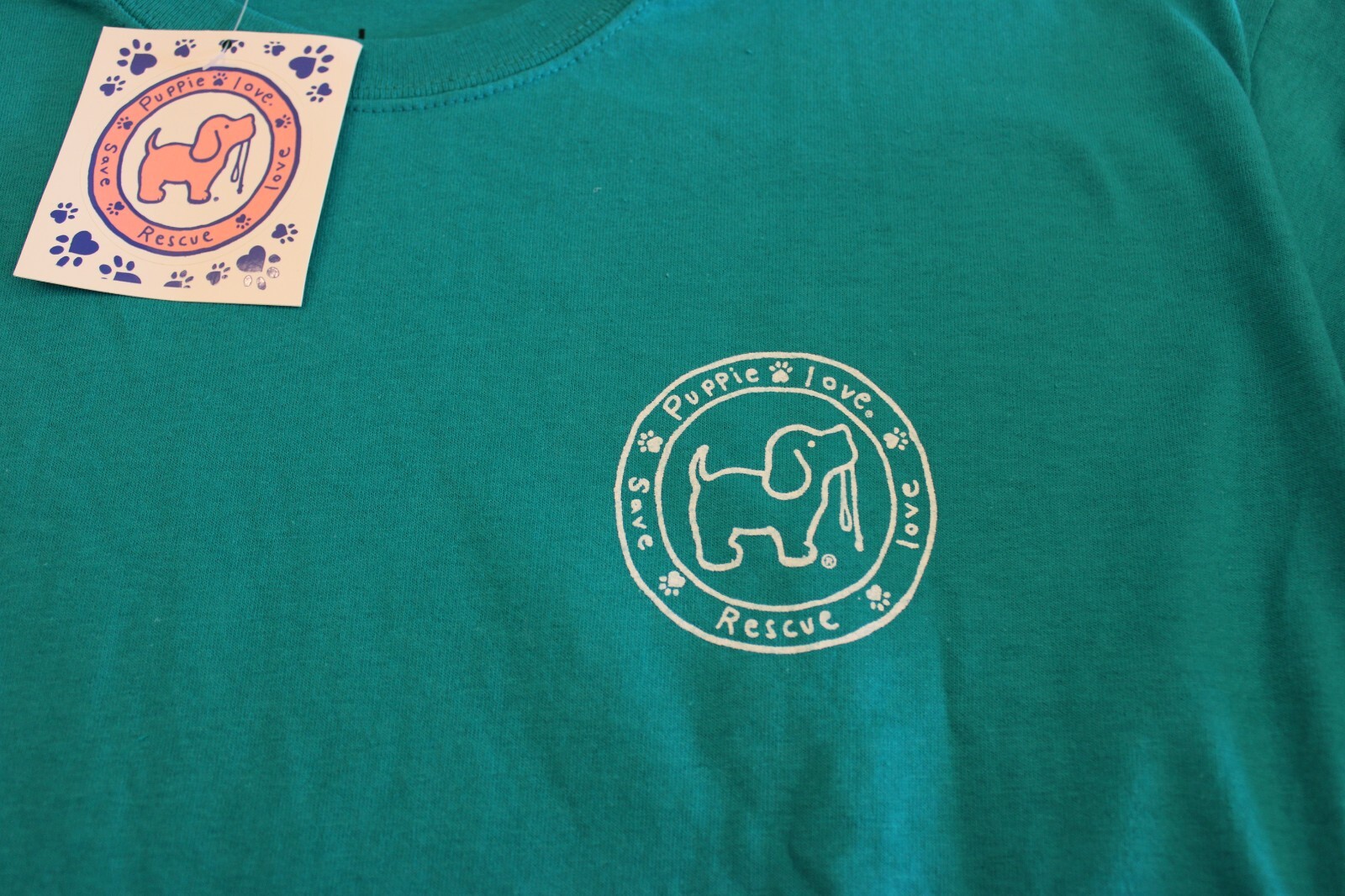 Puppie Love Chillin with my Pup Short Sleeve T-Shirt - Green, Large, NEW gallery