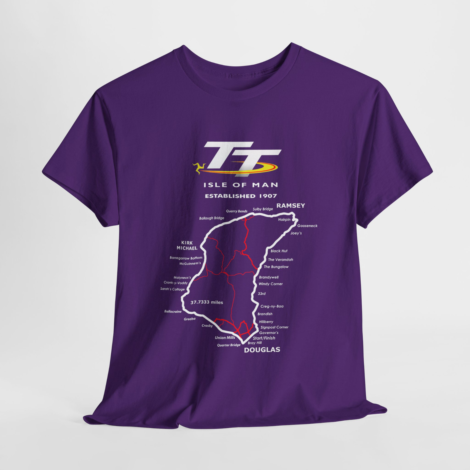 New Isle of Man TT Racing Track Map Island Logo Black/Navy/G Men's T-Shirt S-5XL gallery