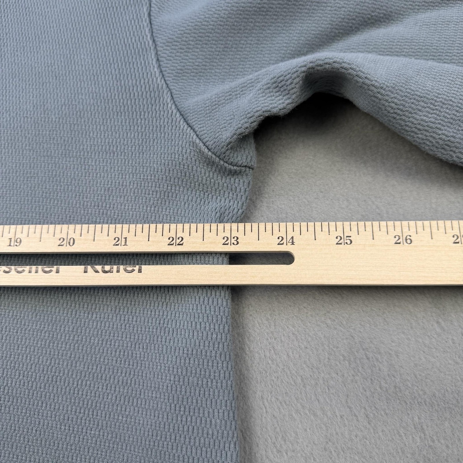 Devium Henley Shirt Mens XL Blue Thermal Waffle Knit Long Sleeve Tee Made USA gallery
