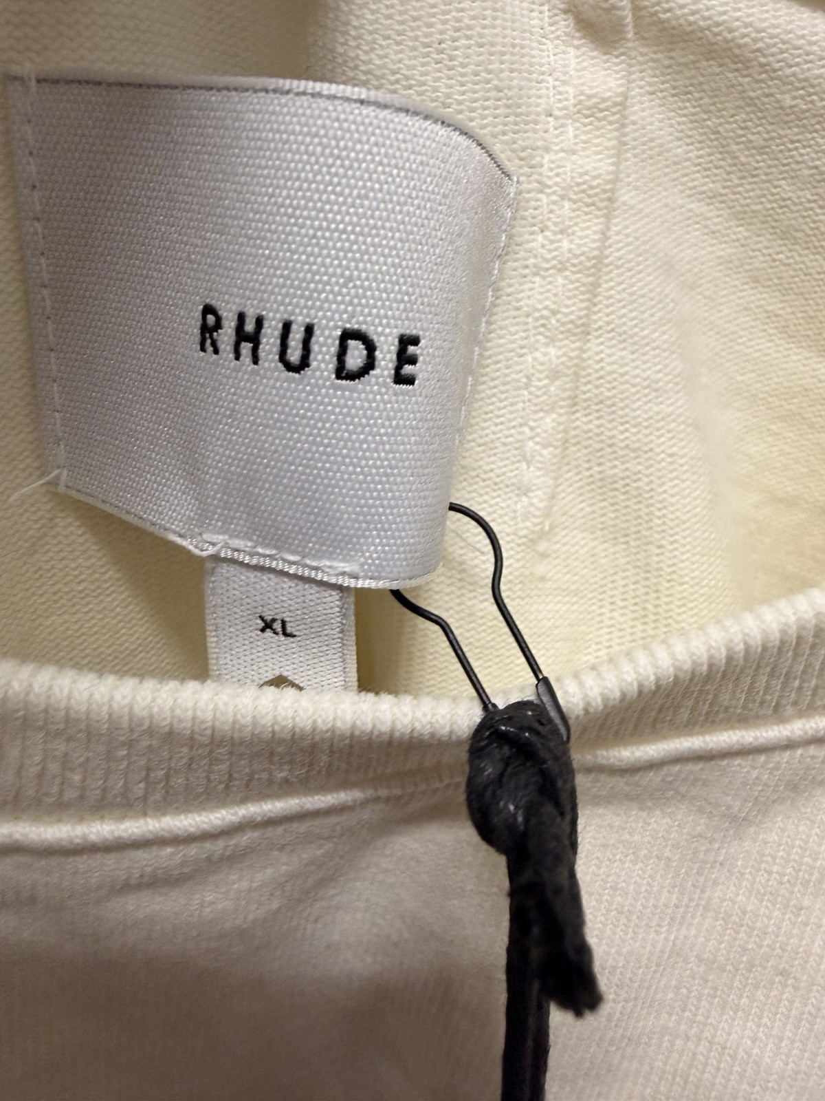 Rhude Graphic Logo Print Men's Cream Cotton Crew Neck Short Sleeve T-Shirt XL gallery