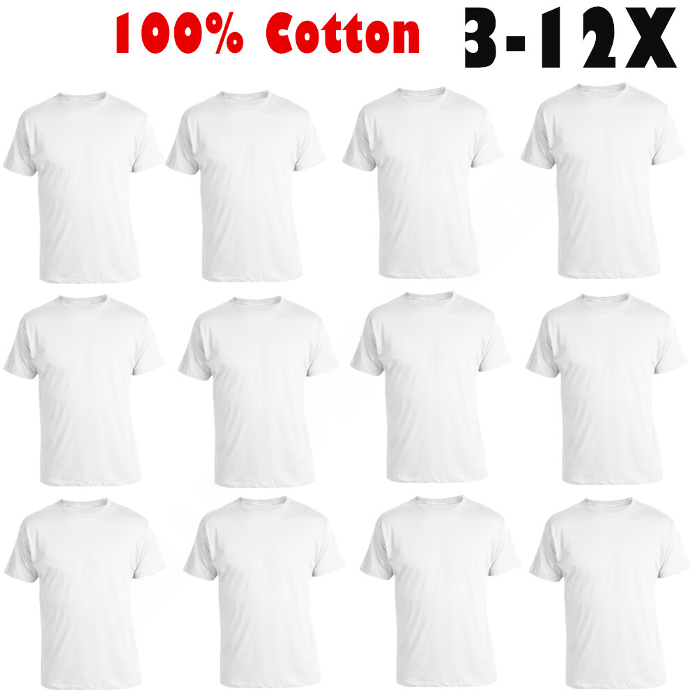 Men 100% Cotton Tag less Crew-Neck Soft T-Shirt Undershirt Tee White S-XL