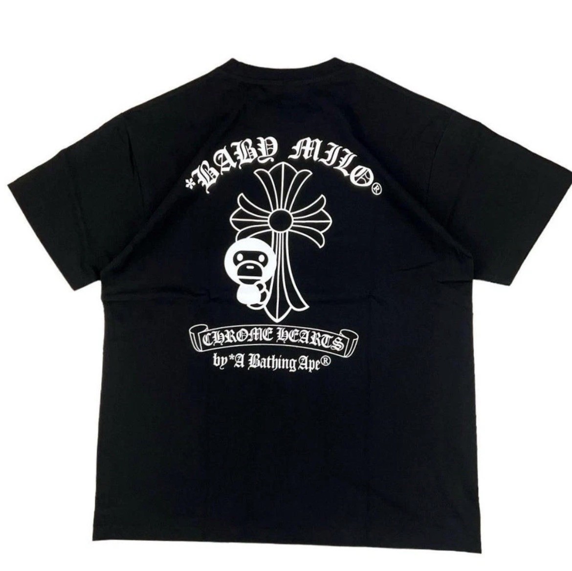 A Bathing Ape x Chrome Hearts Logo Graphic Crew Neck Tee Black Men's Medium gallery
