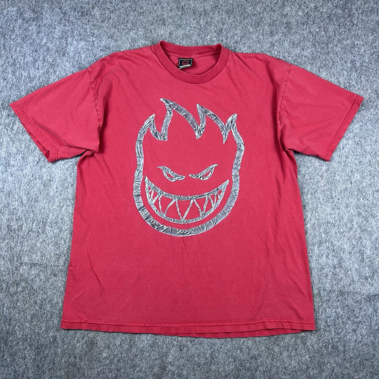 Vtg Y2K Spitfire Wheels Men's T-Shirt Big Head Graphic Red Short Sleeve Size XL gallery