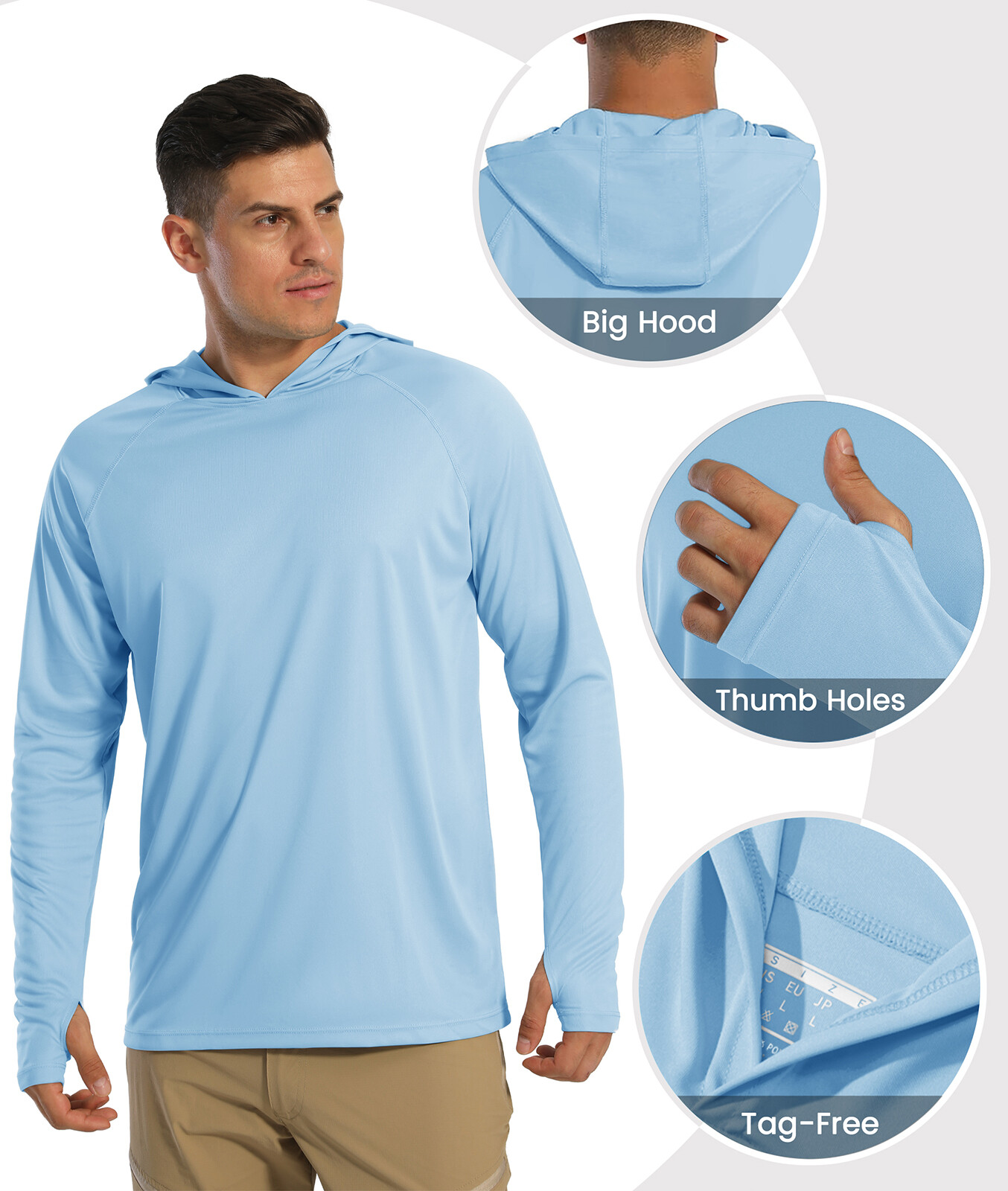 Men's UPF50+ Hoodie Shirts Fishing Hiking Sun Shirts Quick Dry Workout T-Shirts gallery