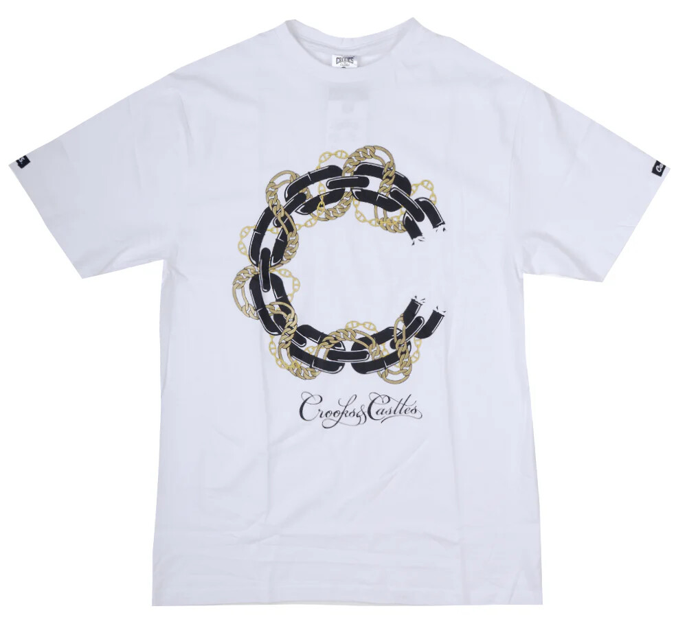 ""Crooks & Castles Gold Chain White T-Shirt: Cutting Edge Streetwear for Men" gallery