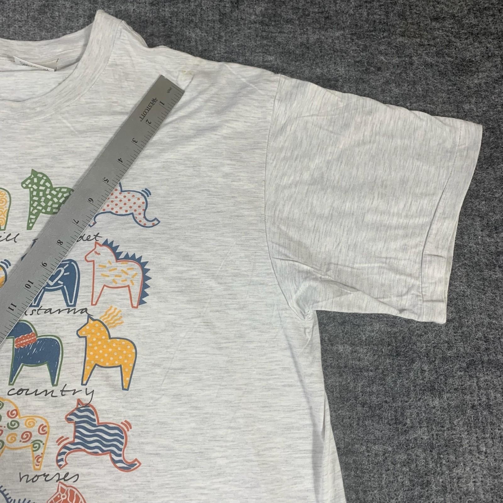 VTG Best In Town T Shirt Adult 2XL Gray Horses Tribal Single Stitch 90s Sweden gallery