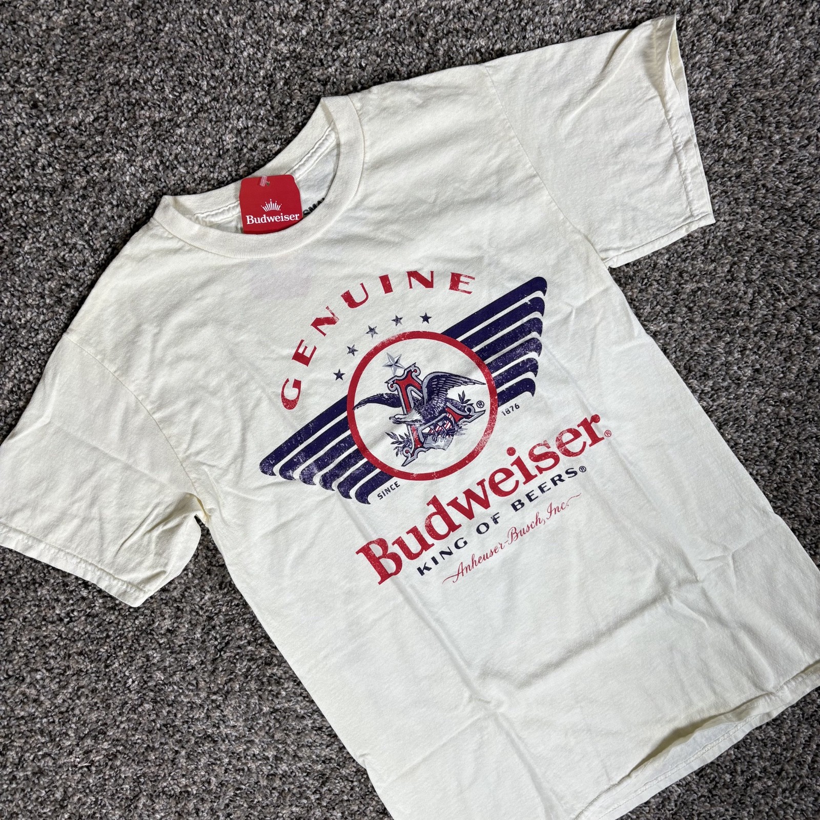 Budweiser King Of Beers T Shirt Mens White Brew City Graphic Print NWT gallery