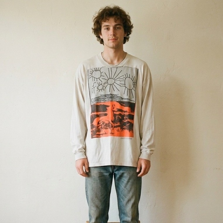 Miracle Seltzer Mens T-Shirt XL Beige Graphic Long Sleeve Holy Spirit Streetwear