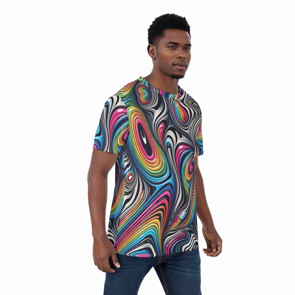 Trippy Shirt Mesh Tee Rave T-shirt Short Sleeve Gift Rainbow Abstract Festival gallery