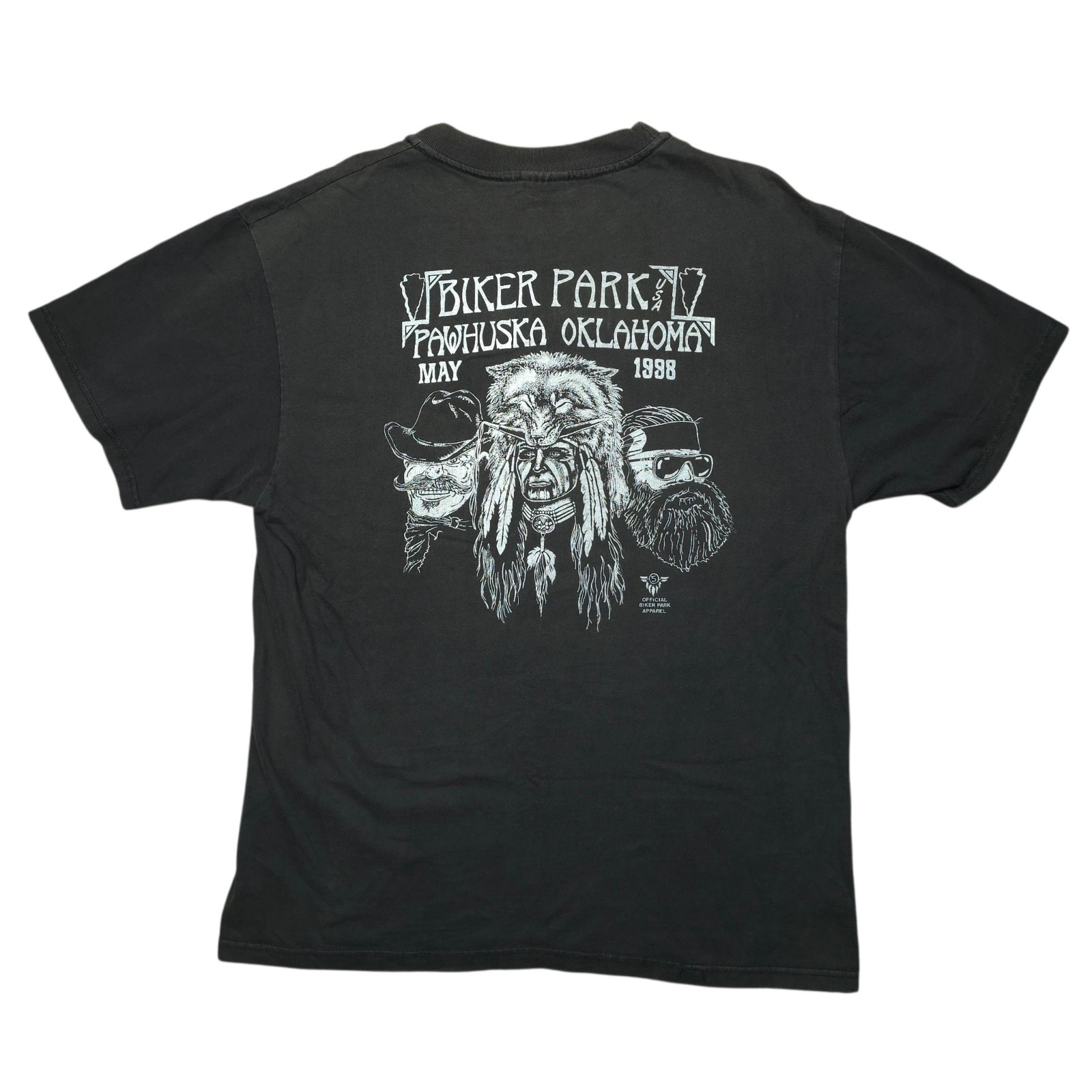 VTG 98' Adult Large Biker Park Pawhuska Oklahoma Protest Against Helmet Shrt gallery