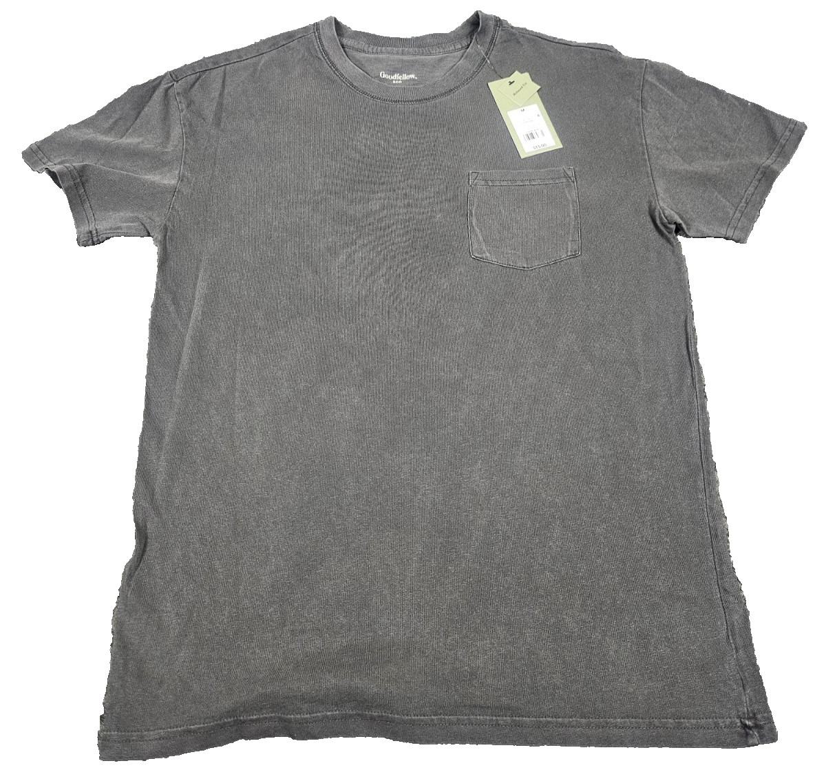 Men's Crew Neck T Shirt 2 PK Medium Black Charcoal Pocket Relaxed Fit Goodfellow gallery