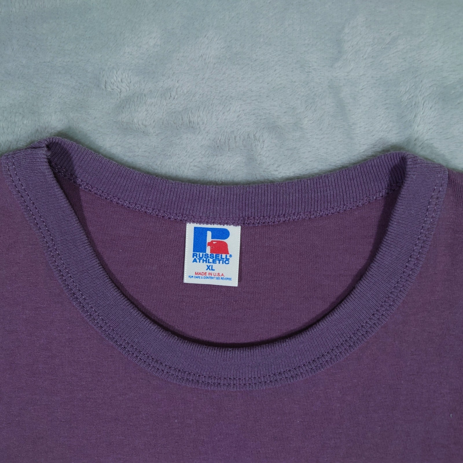Vintage Russell Athletic T Shirt Mens XL Purple Blank Tee Made USA Crewneck 90s gallery