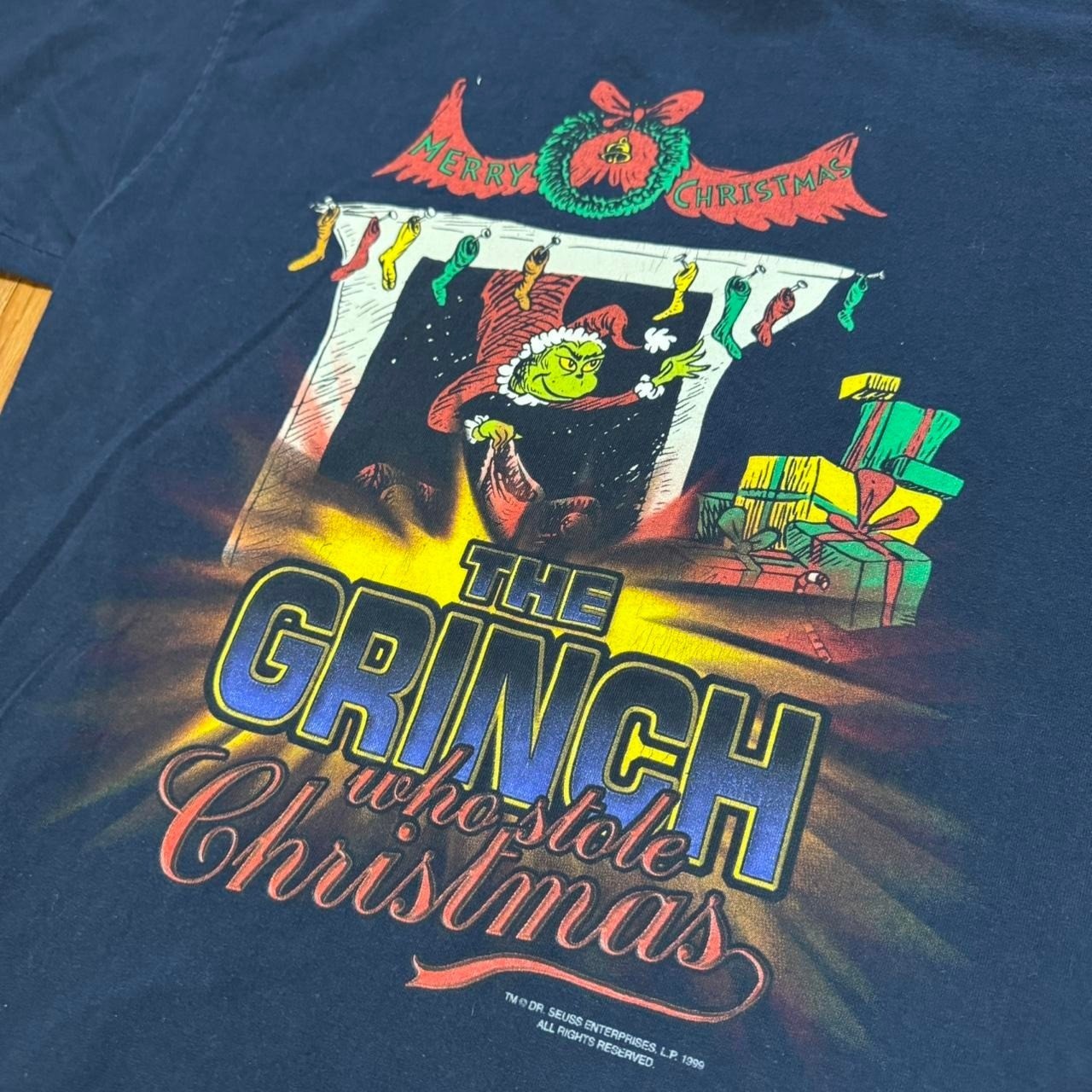 Vintage The Grinch Stole Christmas Men's Shirt 90s Navy 1999 Promo Animated XL gallery