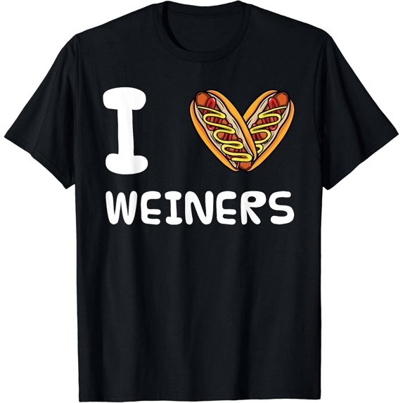 I Love Weiner Hotdogs Frankfurter Wiener Black T-shirt gallery