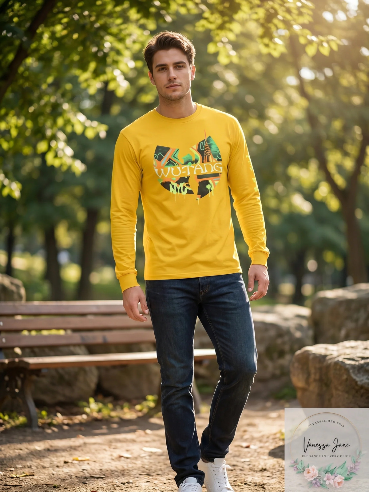 Wu-Tang Clan Graffiti Mens Graphic T-Shirt Yellow Size Large gallery