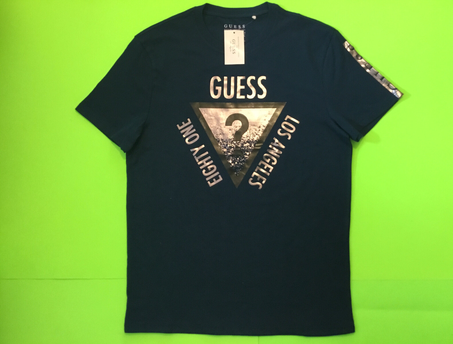GUESS Los Angeles Men’s Short Sleeve T-Shirt Size LARGE Blue w/Dark Silver NEW gallery