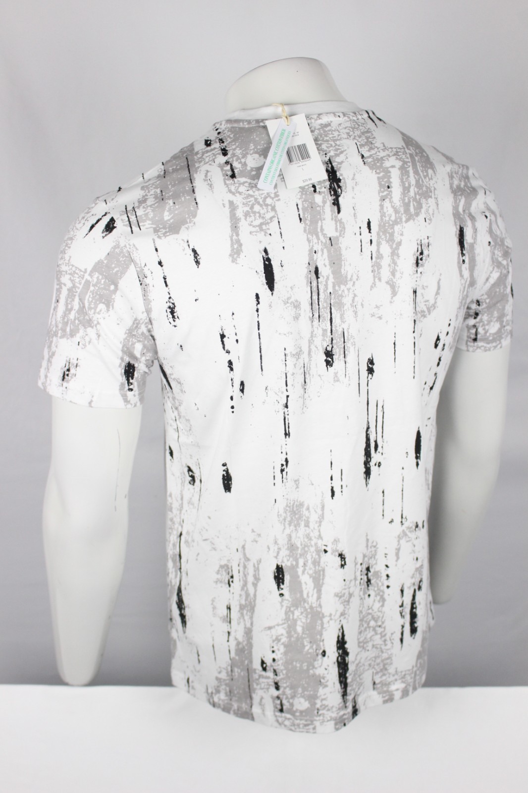 Guess Men's Elwood Logo Crew T Shirt Embroidered Pure White Black Printed gallery