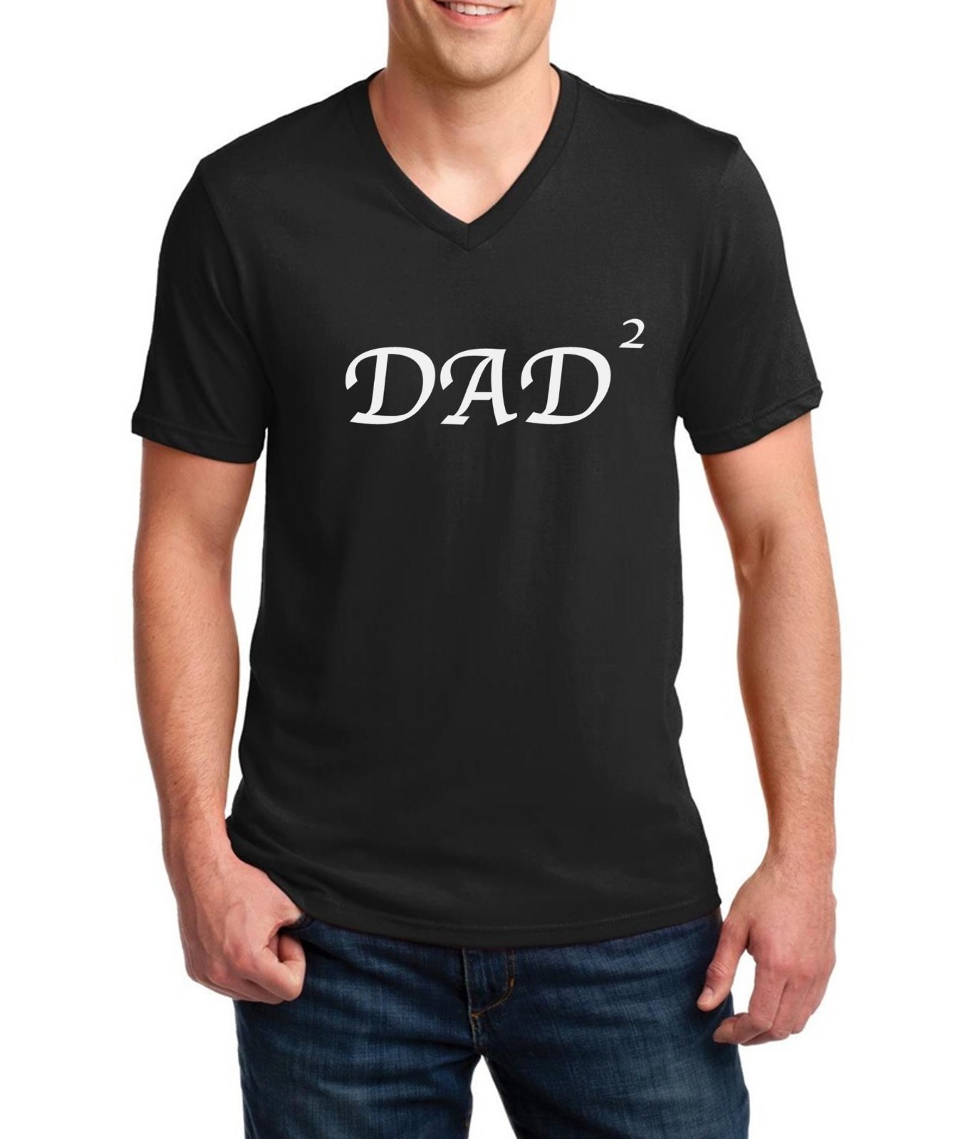 V-neck Dad Of 2 Shirt Daddy Fathers Day Pregnancy Announcement Gift Christmas