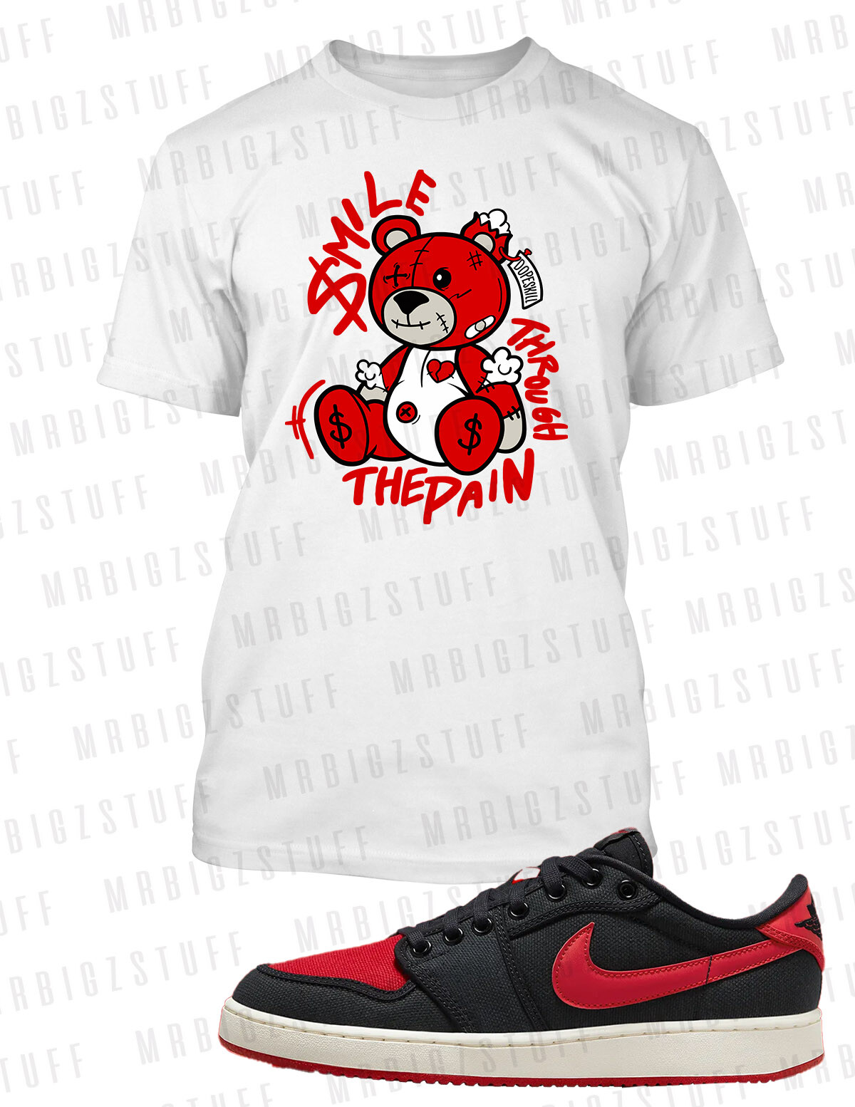 Smile Thru the Pain Hip Tee Shirt J1 KO Low Bred Pro Club Shaka Big Tall Sport gallery