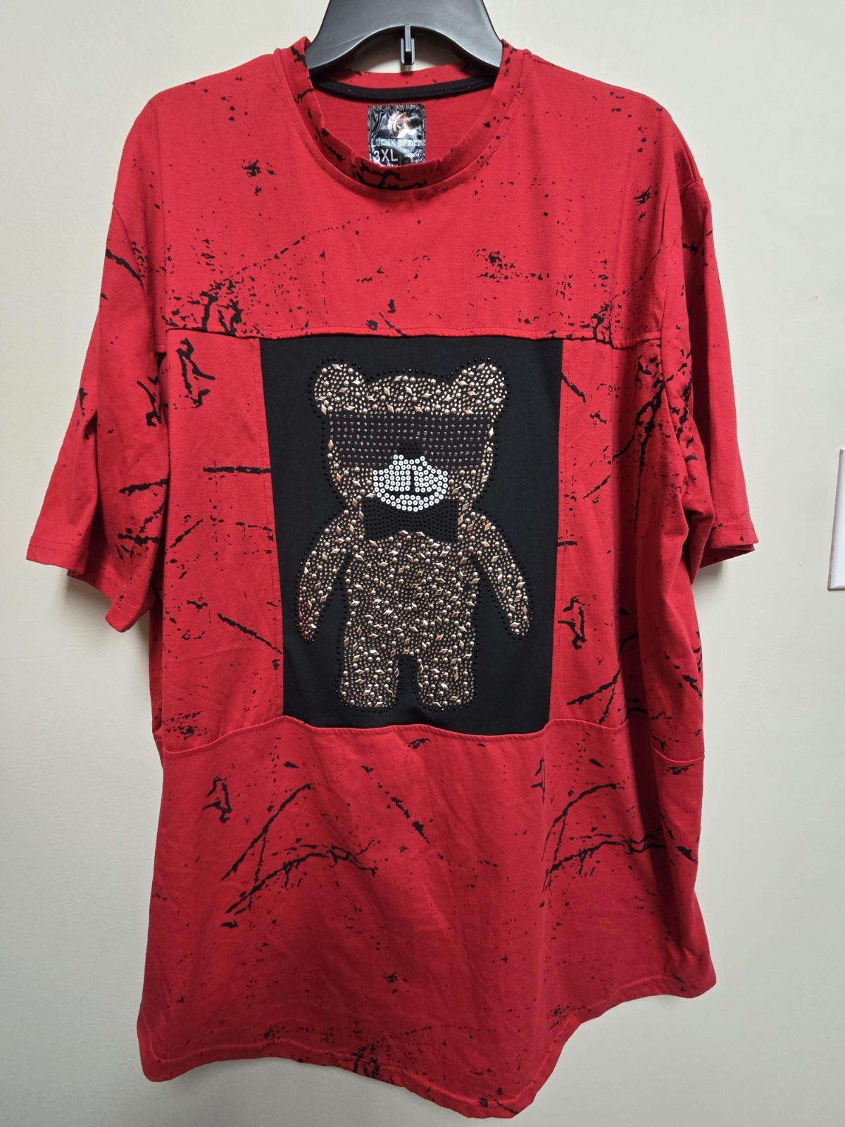 Lucky Apache T -Shirt Rhinestone Beaded Teddy Bear Sz 3XL Streetwear NWOT gallery