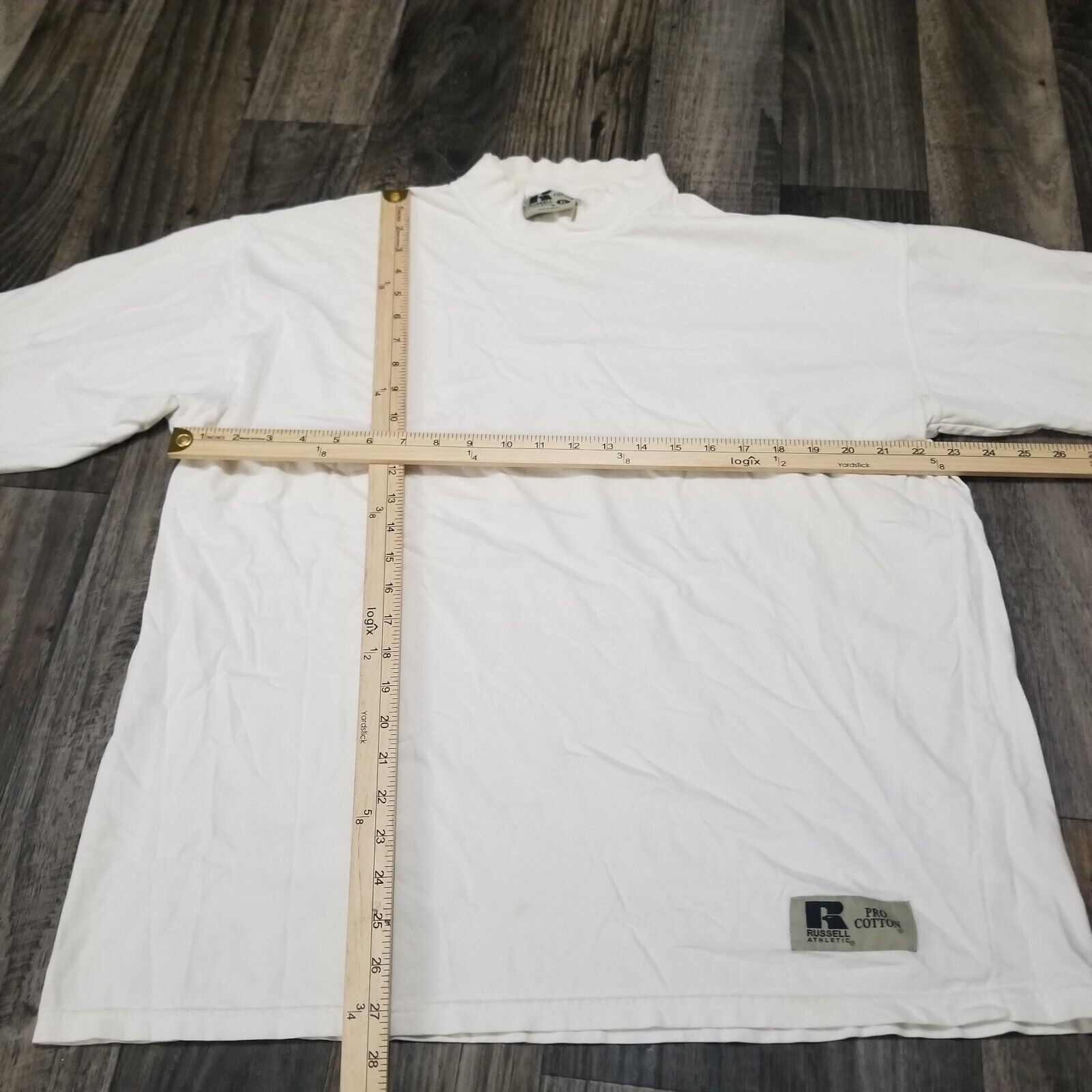 VTG Russell Athletic Longsleeve Mens High Neck Blank Pullover Made USA XL Cream gallery