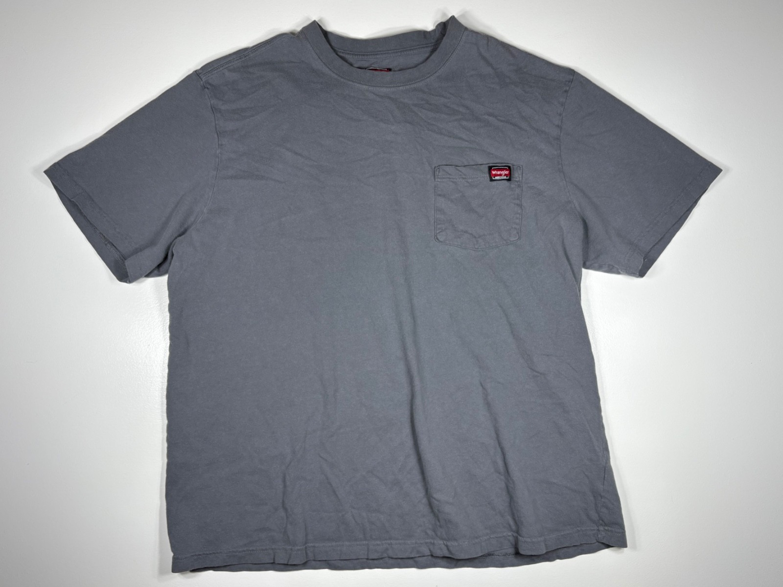 Wrangler T Shirt Men 2XL Gray Workwear Pocket Tee Casual Durable Utility Basic