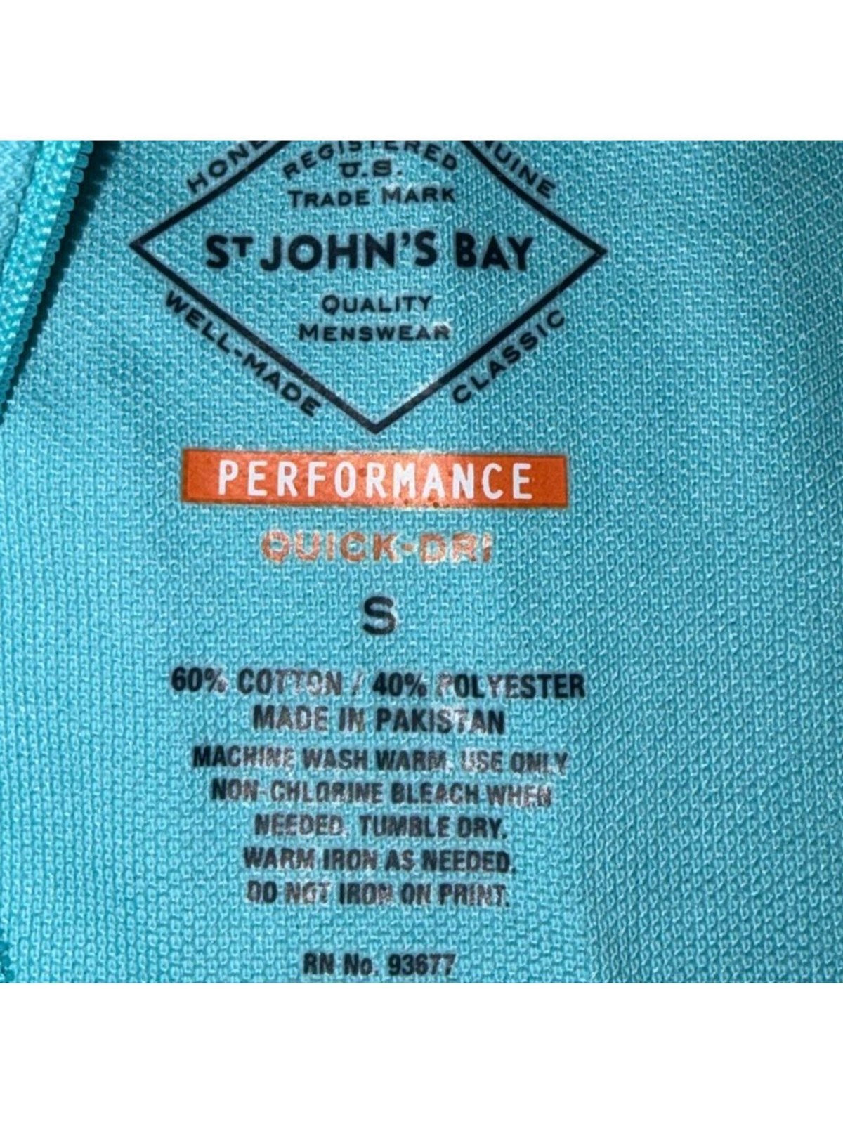 St. John's Bay Long Sleeve Quick Dry Teal Performance Quarter-Zip NWT small gallery